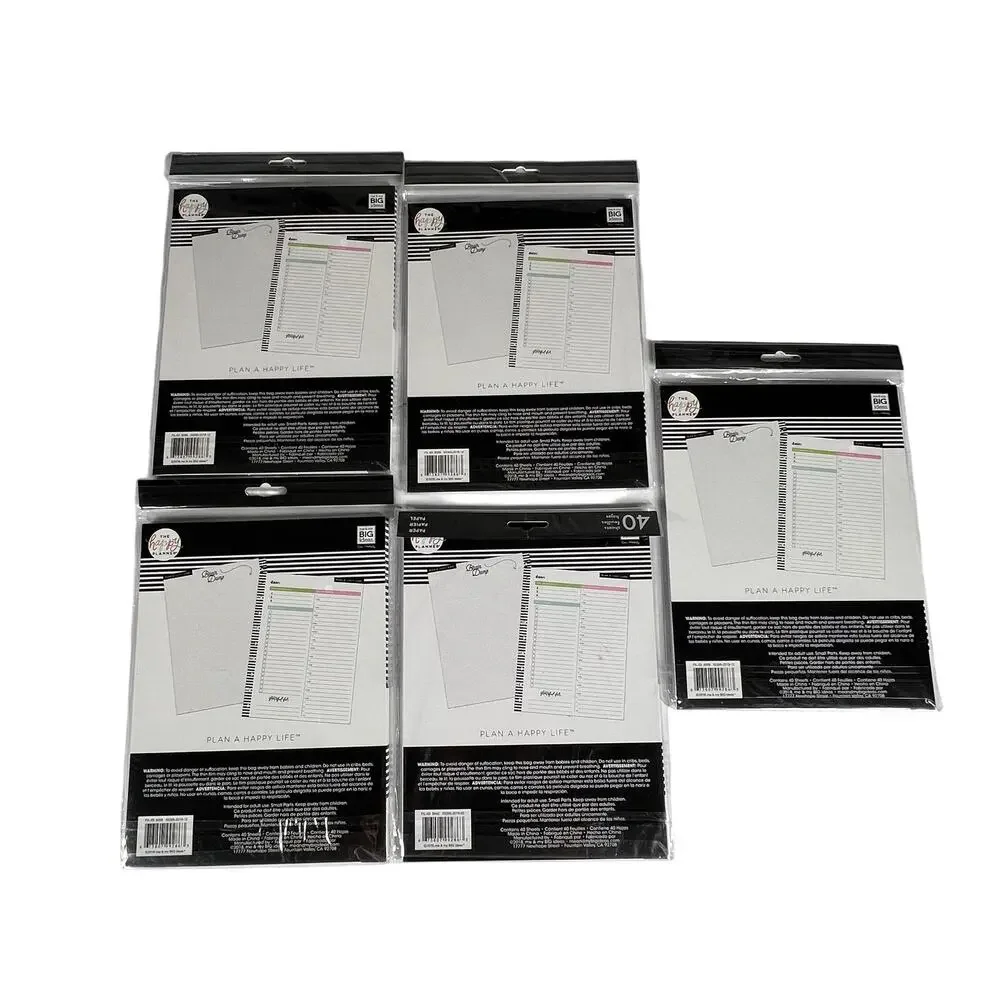 THE HAPPY PLANNER Classic Daily Filler Paper Lot of 5 200 Sheets FIL03 NEW